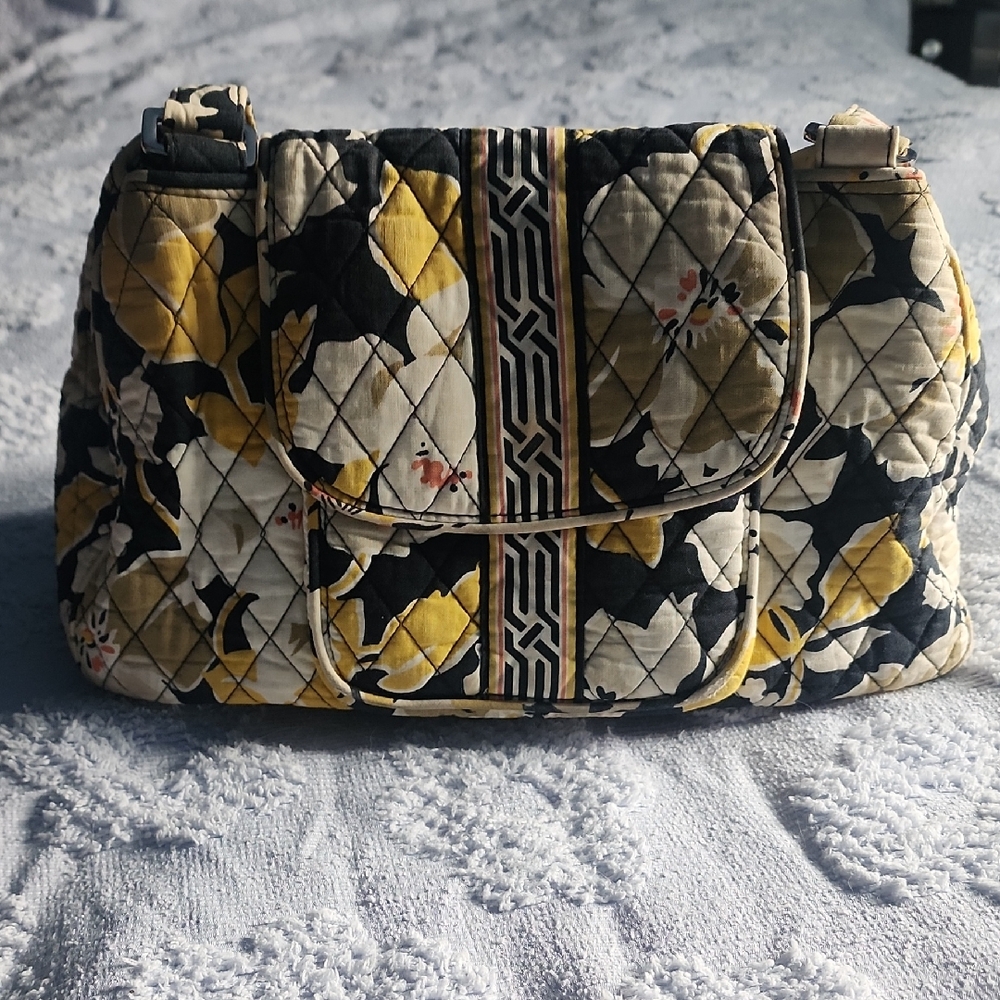 Vera Bradley Yellow and Black Quilted Shoulder Bag